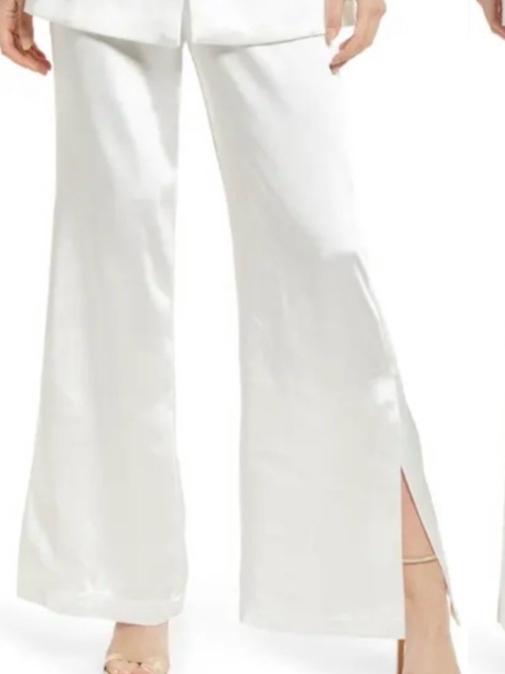 Elliatt White Wide-Leg Slit Trousers